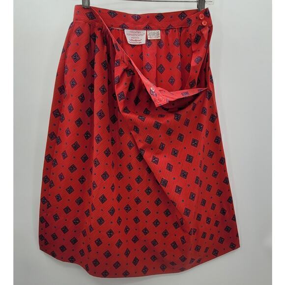 Country Sophisticate by Pendleton Vintage Red Geometric Midi Straight Skirt - Picture 8 of 10